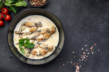 fried frog legs second course meat french food healthy meal food snack on the table copy space food background rustic top view