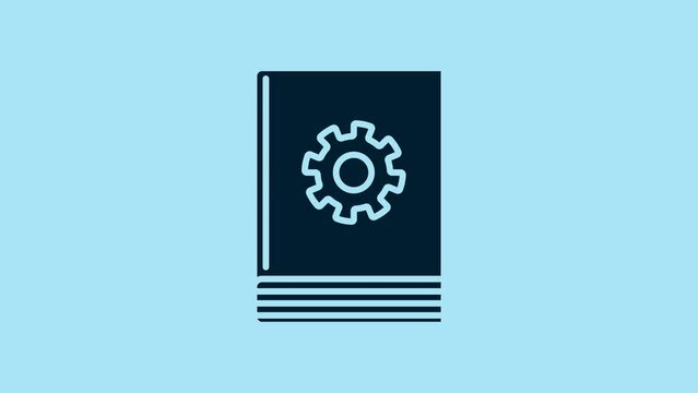 Blue User manual icon isolated on blue background. User guide book. Instruction sign. Read before use. 4K Video motion graphic animation