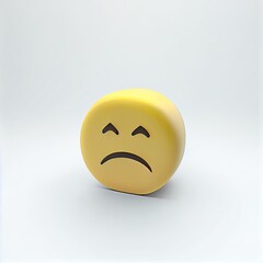Fototapeta premium 3d sad smiley face character on white background. Generative AI