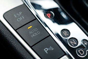 Auto hold button in a modern vehicle turned on
