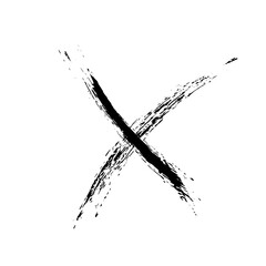 The cross on a white background is drawn by hand with a brush. Prohibition, denial, error. Vector