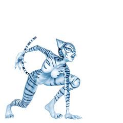 tiger girl cartoon ready for action