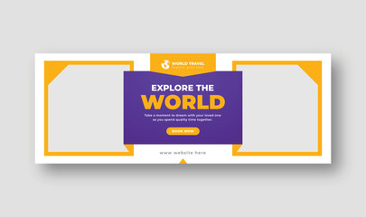 Travel social media posts, Facebook cover, Instagram posts, and web banner template