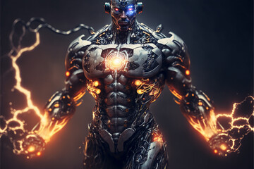 Obraz na płótnie Canvas A cyborg robot, blending human and machine elements.Ai generated