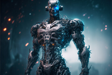 A cyborg robot, blending human and machine elements.Ai generated