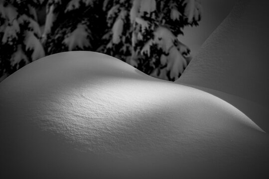 Shadows Allow Sun To come Through on Snow Pillow Washington PNW