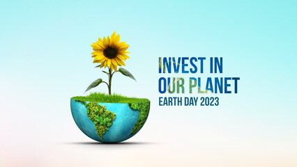 Invest in our planet- World Environment day 3d concept design. Happy Environment day, 05 June....