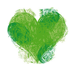 green heart leaves grass painted brush love