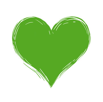 green heart painted brush love