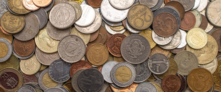 coins from all over the world. background