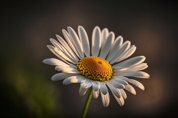 daisy white and yellow color flowers on dark bokeh background