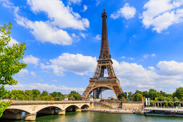 Plakat Paris, Eiffel Tower and river Seine, France.