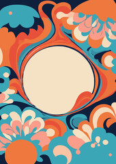 Naklejka premium Set of backgrounds psychedelic style, stains, flowers, waves