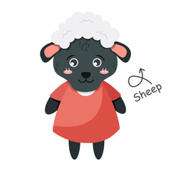 Sheep cartoon characters with clothes . Vector .