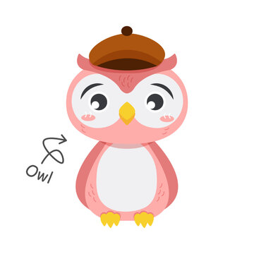 Owl bird cartoon characters with clothes . Vector .