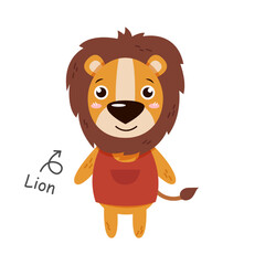 Lion cartoon characters with clothes . Vector .