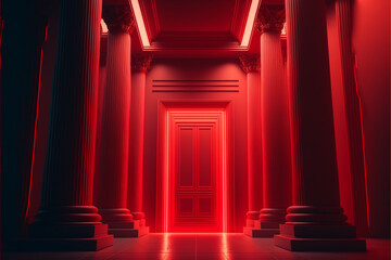 Red ackground. Generative ai