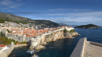 panoramic view to the city skyline of Dubrovnik's Old City, Croatia

