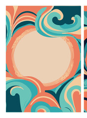 Set of backgrounds psychedelic style, stains, flowers, waves