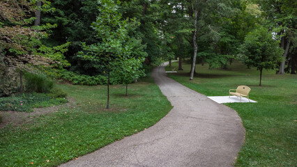 Fototapeta premium Park Path With Benches