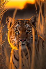 Portrait close up of a tiger, Generative ai	