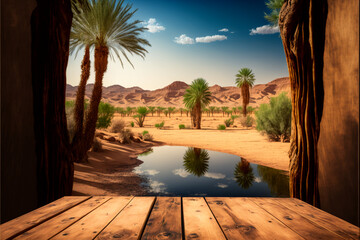 Beach with palm trees, Generative ai