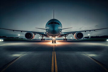 Plane taxiing on the runway. Made with Generative AI.	
