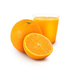 Orange Juice and Fruits Isolated on White Background