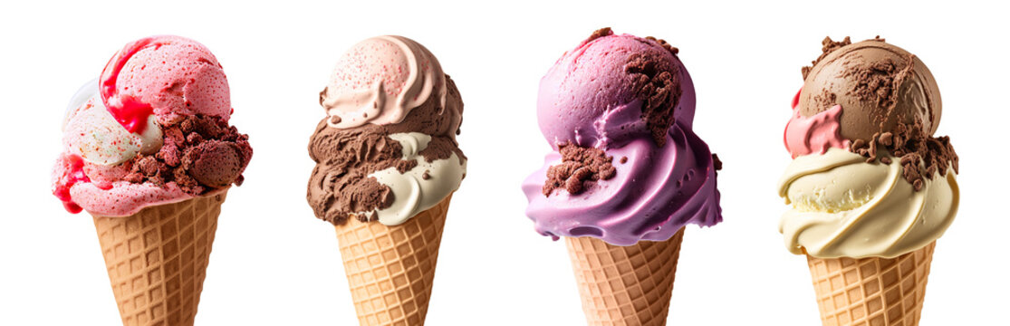Isolated ice cream cones. Generative AI