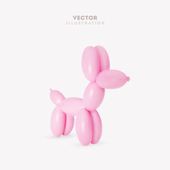 3d vector balloon dog illustration. Suitable for Valentine's Day, Birthday and Mother's Day decoration.