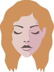 Girl faces flat illustrations. PNG with transparent background.