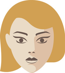 Girl faces flat illustrations. PNG with transparent background.