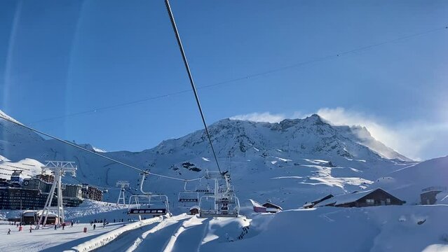 cable car from ski resort Val Thorens