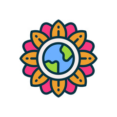 earth flower icon for your website, mobile, presentation, and logo design.