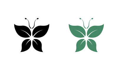 Ecology Beauty Plant Butterfly. Natural Environment Beautiful Plant Symbol. Leaf in Butterfly Shape Green Silhouette Icon. Organic Eco Nature Decoration. Isolated Vector Illustration