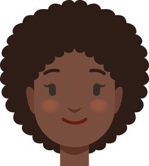 Young woman head with afro hair. Black character portrait