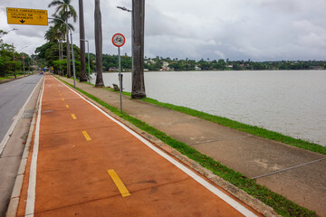 bike lane beside Pampulha lagoon in Belo Horizonte, Minas Gerais, Brazil