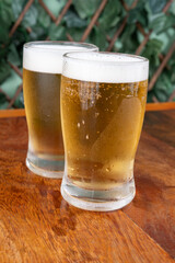 glass of beer on table