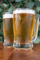glass of beer on table