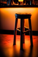 Photo of a stool in a dim bar - generative ai