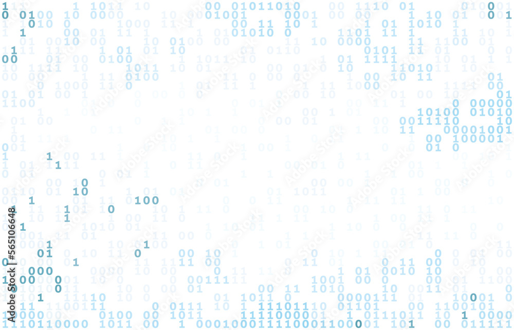Poster Simple binary code background with blue ones and zeros. Vector pattern