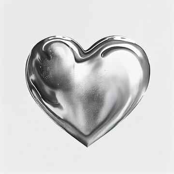 Silver heart in silver metal, Valentine's day, AI Generated
