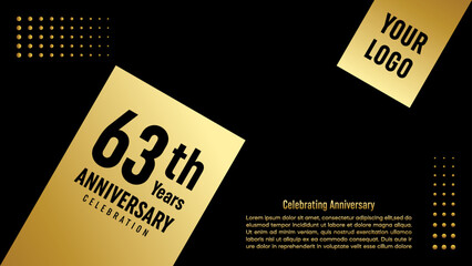 63th Anniversary. Golden anniversary template design. Logo Vector Template
