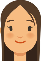 Female face avatar. Woman head cartoon portrait