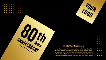 80th Anniversary. Golden anniversary template design. Logo Vector Template
