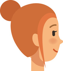 Red hair girl cartoon head side view