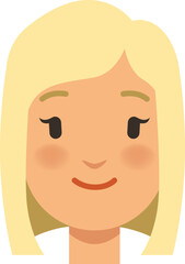 Cartoon blonde girl head. Young woman face