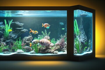aquarium with fish, different types of fish, beauty