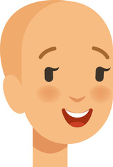 Happy woman face. Hairless female head model