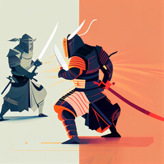 Kendo or sword path, Japanese martial art, AI generated